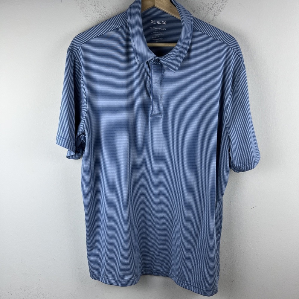 01.ALGO Performance Quick Dry Stripe Shirt Men's XL Short Sleeve Moisture Wickin